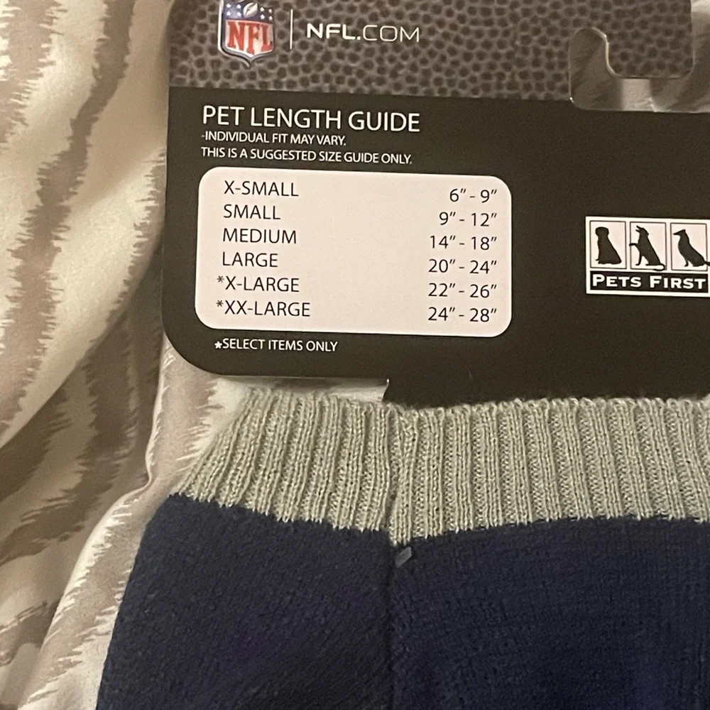NFL Dallas Cowboys Blue and White Pet Sweater Size: S